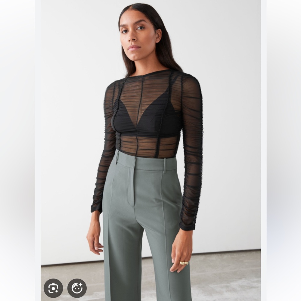 & Other Stories Sheer Black top with Long Sleeves